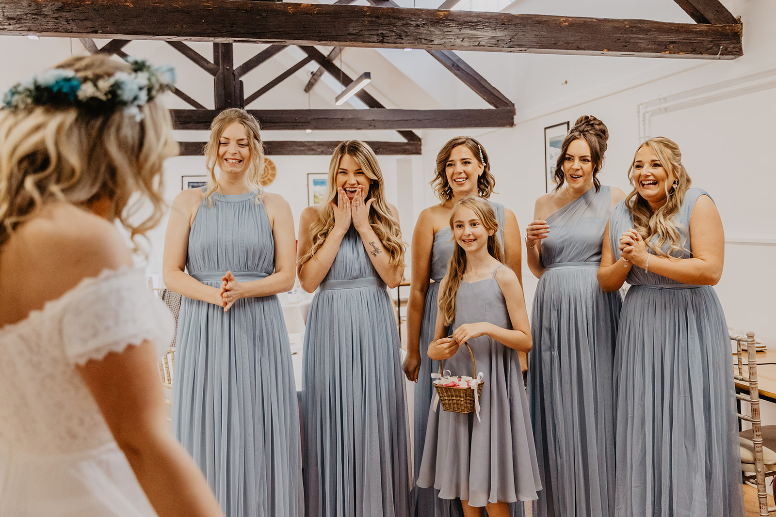 Bridesmaids first look at Field Place Wedding Worthing, Sussex. By OliveJoy Photography.