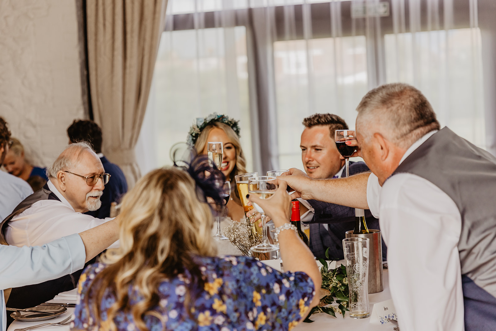 Family toasting at Field Place Wedding Worthing, Sussex. By OliveJoy Photography.