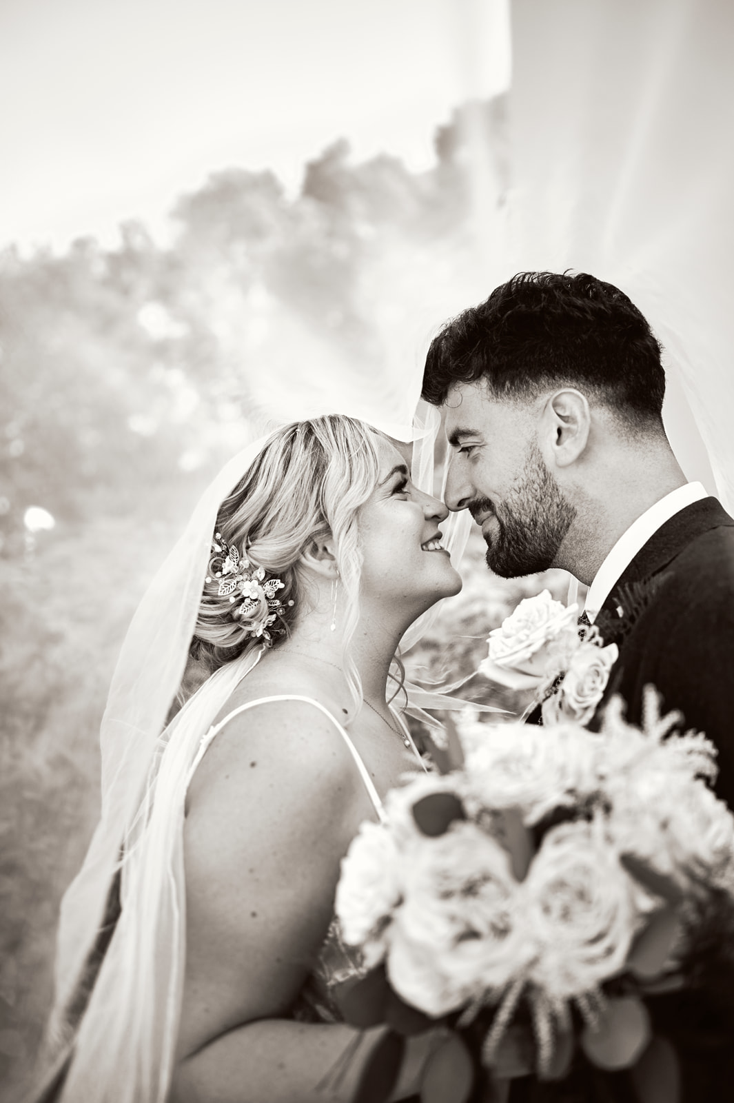 Talbooth House & Spa Wedding - Rachel Reeve Photography Veil with Couple 2