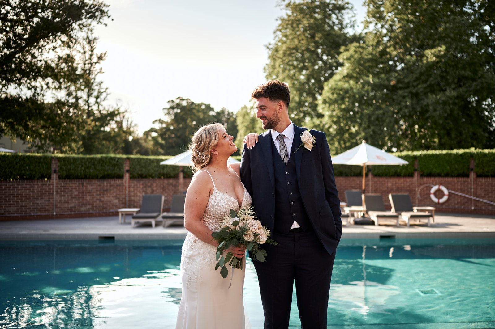Talbooth House & Spa Wedding - Rachel Reeve Photography Veil Couple Golden Hour