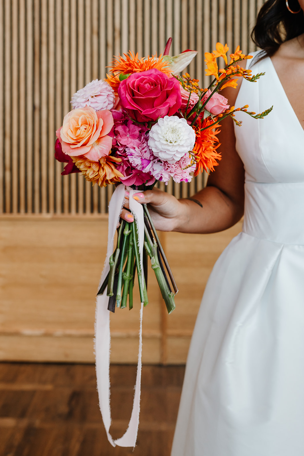 Colourful bouquet at Hackney London city wedding