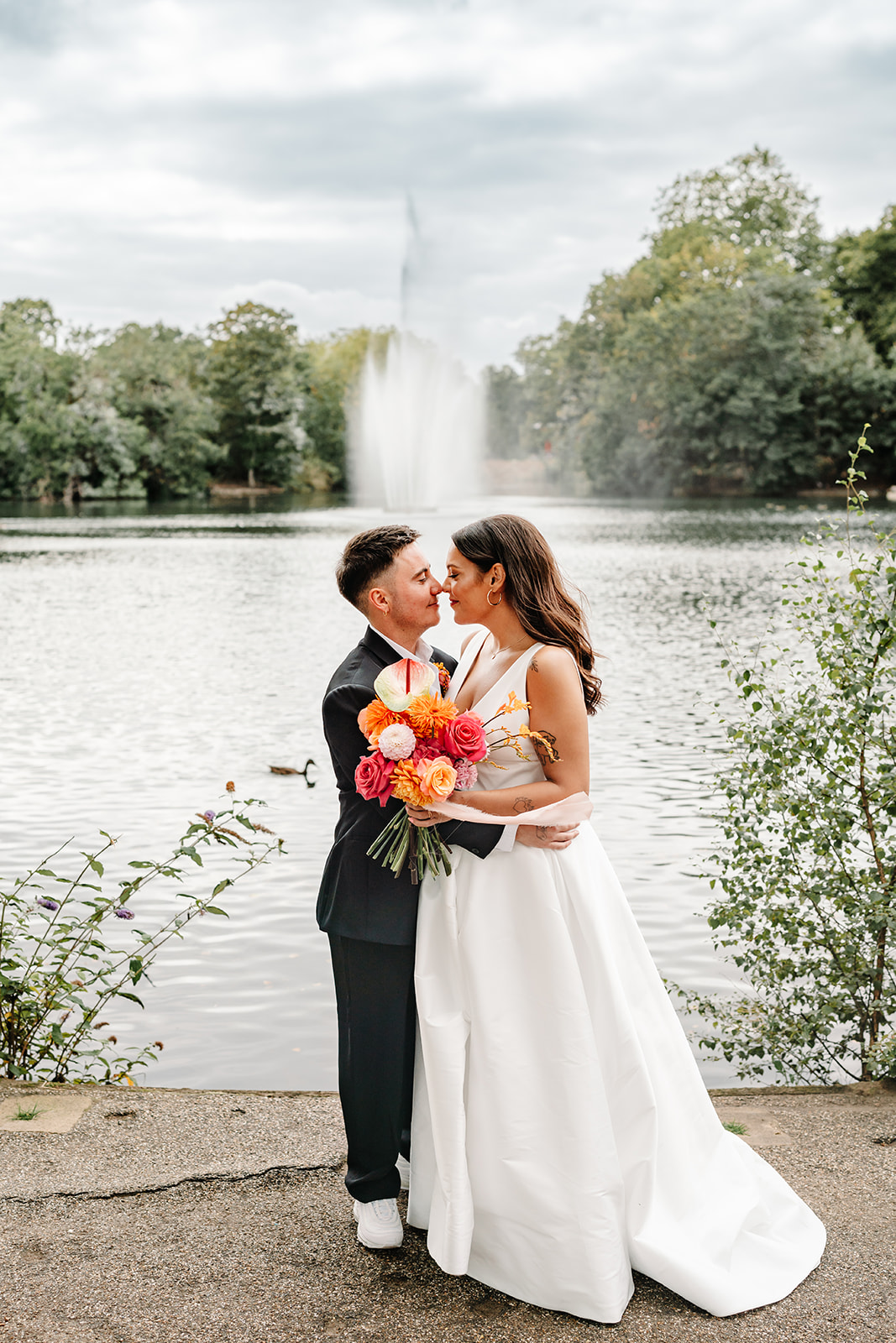 LGBTQ wedding couple in Hackney during couple portraits