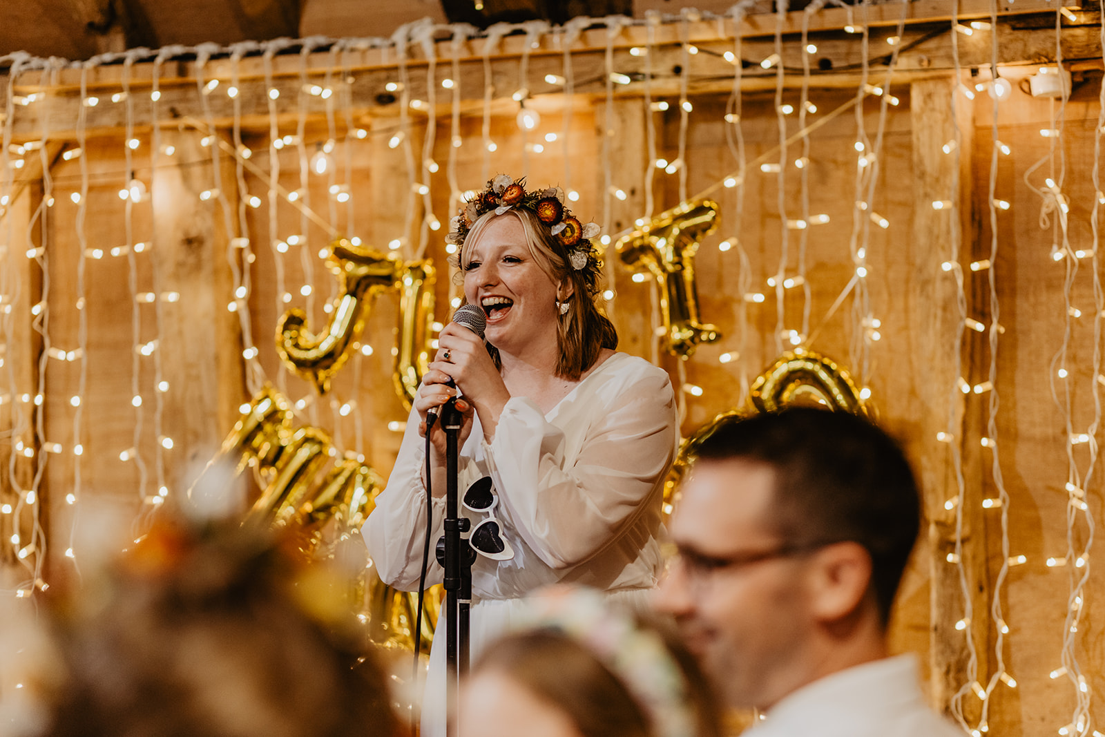 Bride's speech at a wedding at Gilbert White's Hampshire. By OliveJoy Photography.