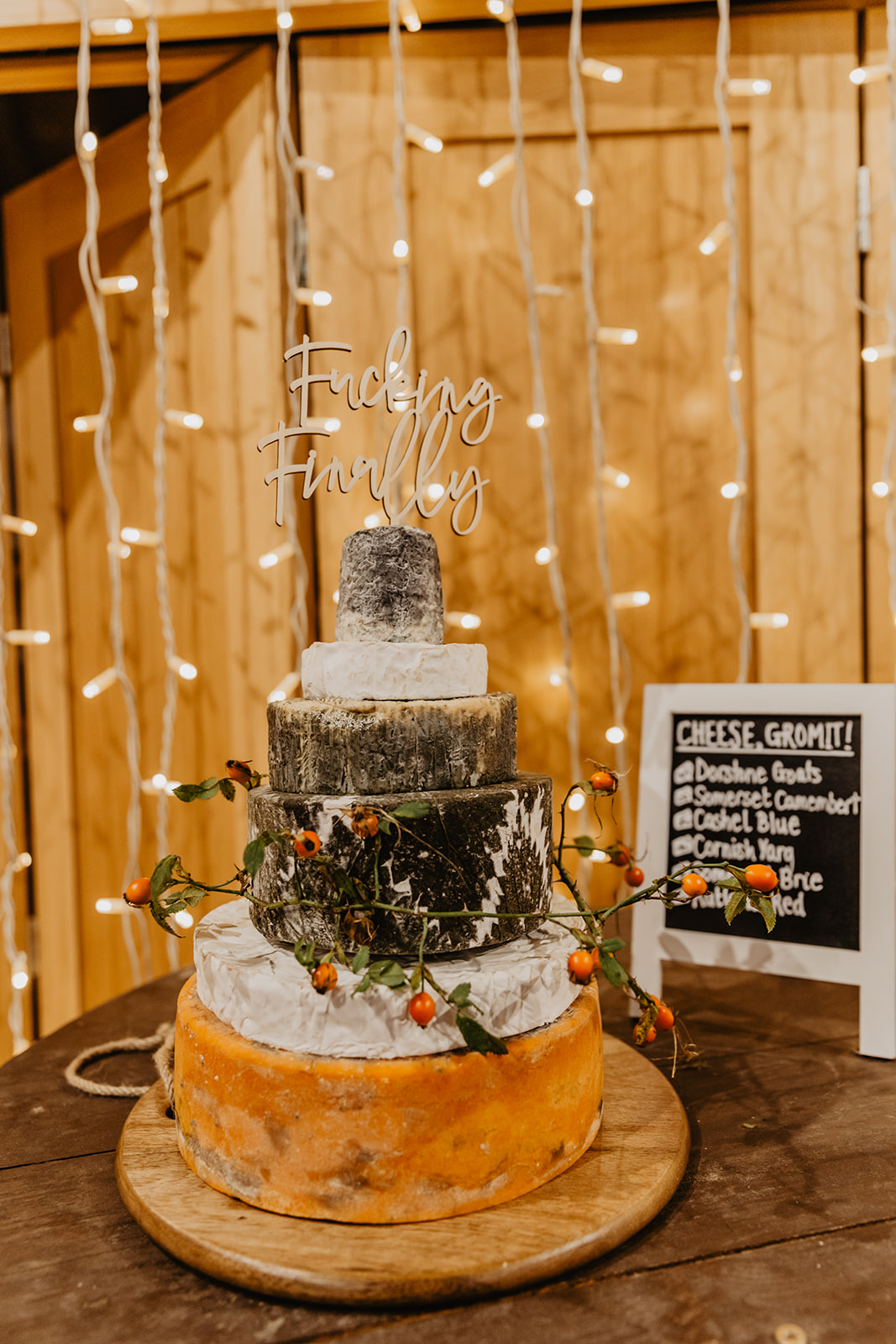 Cheese wedding cake at a wedding at Gilbert White's Hampshire. By OliveJoy Photography.