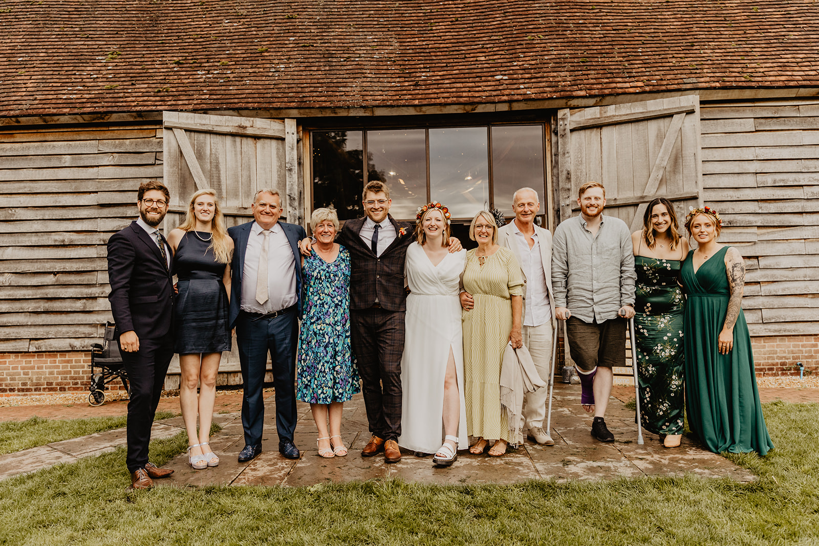 Family group photo  at a wedding at Gilbert White's Hampshire. By OliveJoy Photography.