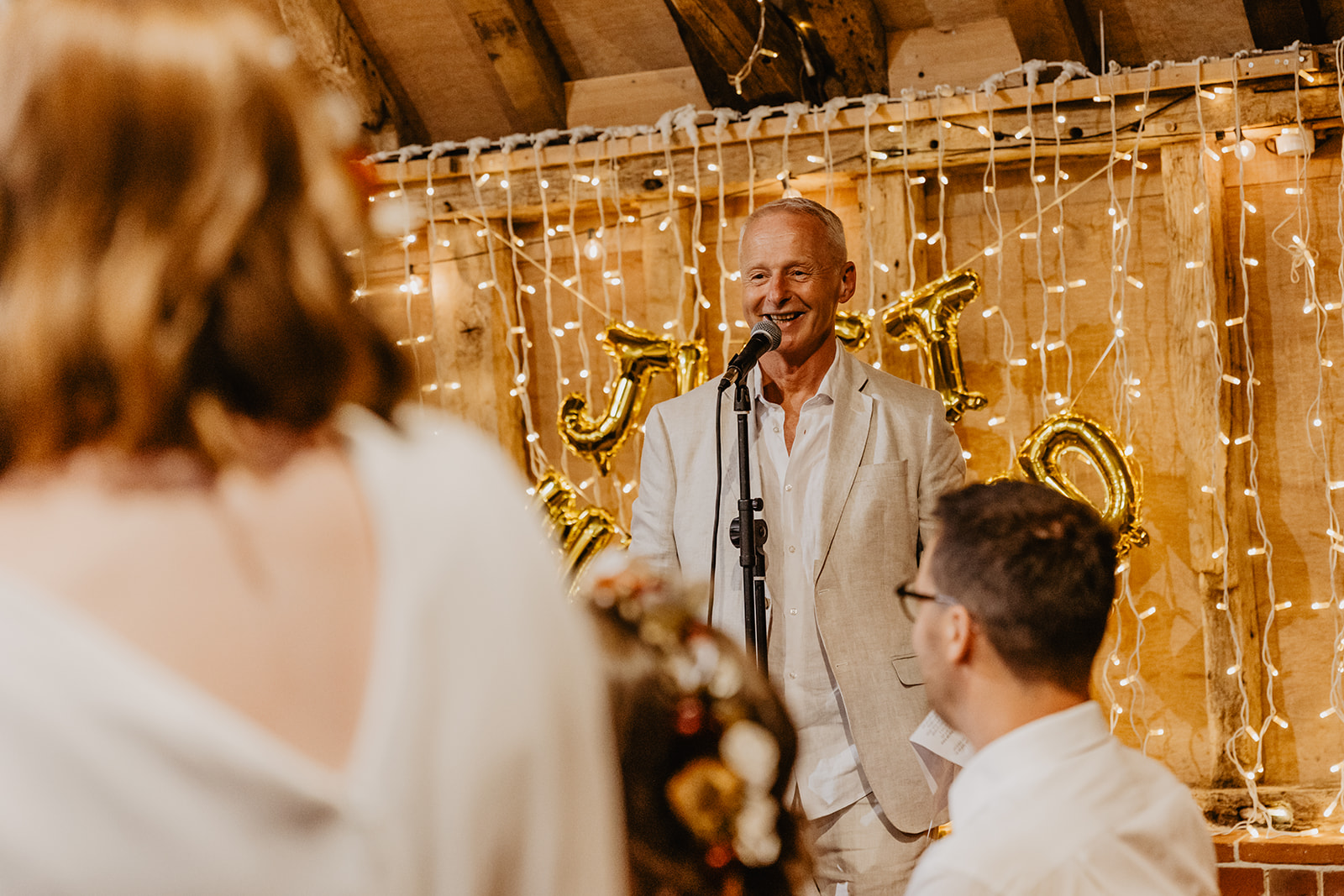 Father of the bride speech at a wedding at Gilbert White's Hampshire. By OliveJoy Photography.