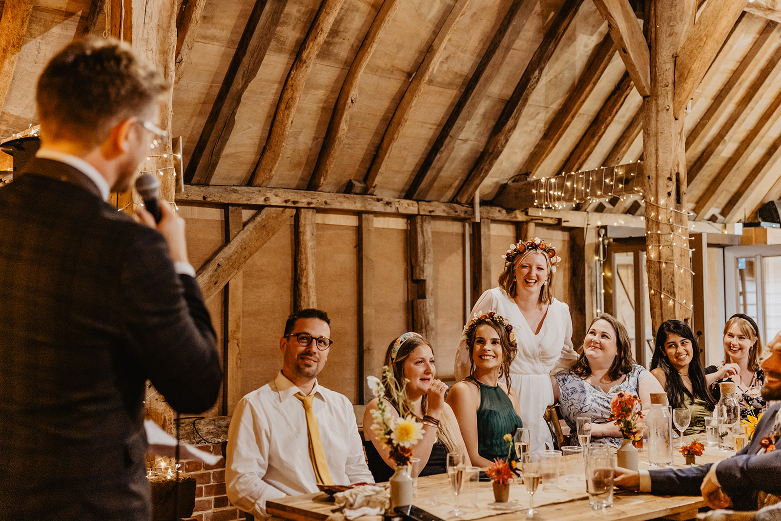 Groom speech to his bride at a wedding at Gilbert White's Hampshire. By OliveJoy Photography.
