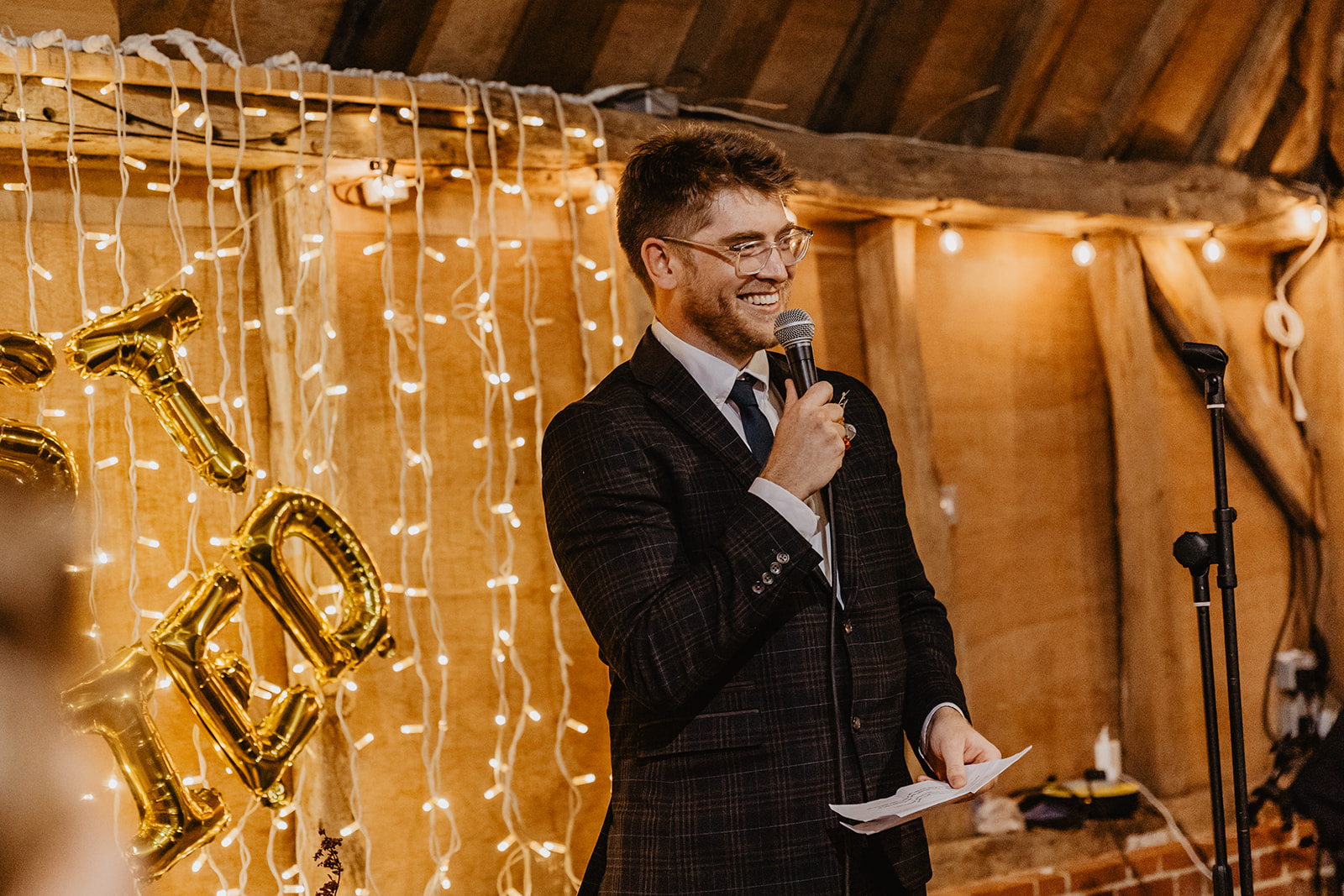 Groom speech at a wedding at Gilbert White's Hampshire. By OliveJoy Photography.