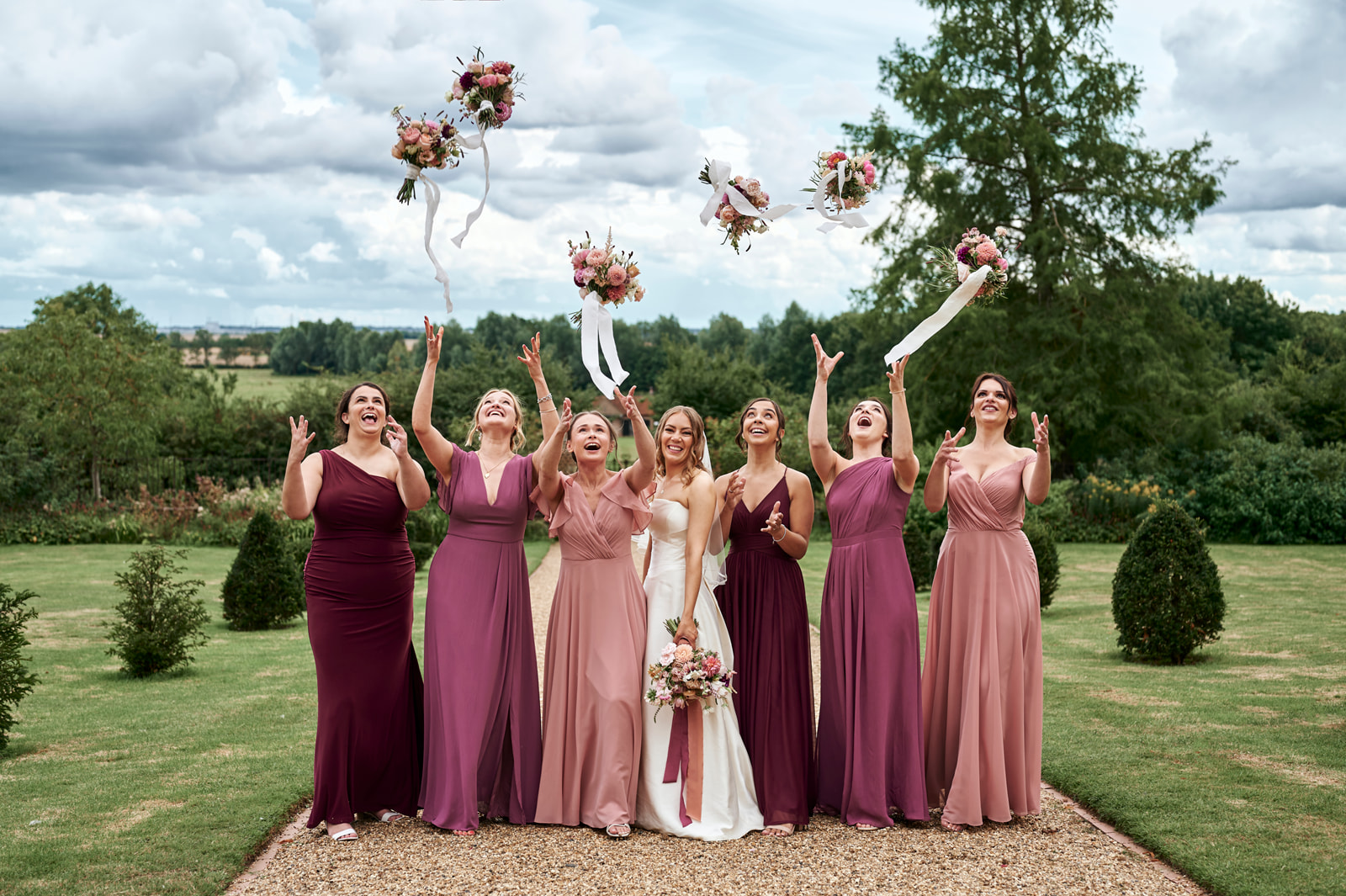 Layer Marney Tower Wedding - Rachel Reeve Photography - Bride with Bridesmaids
