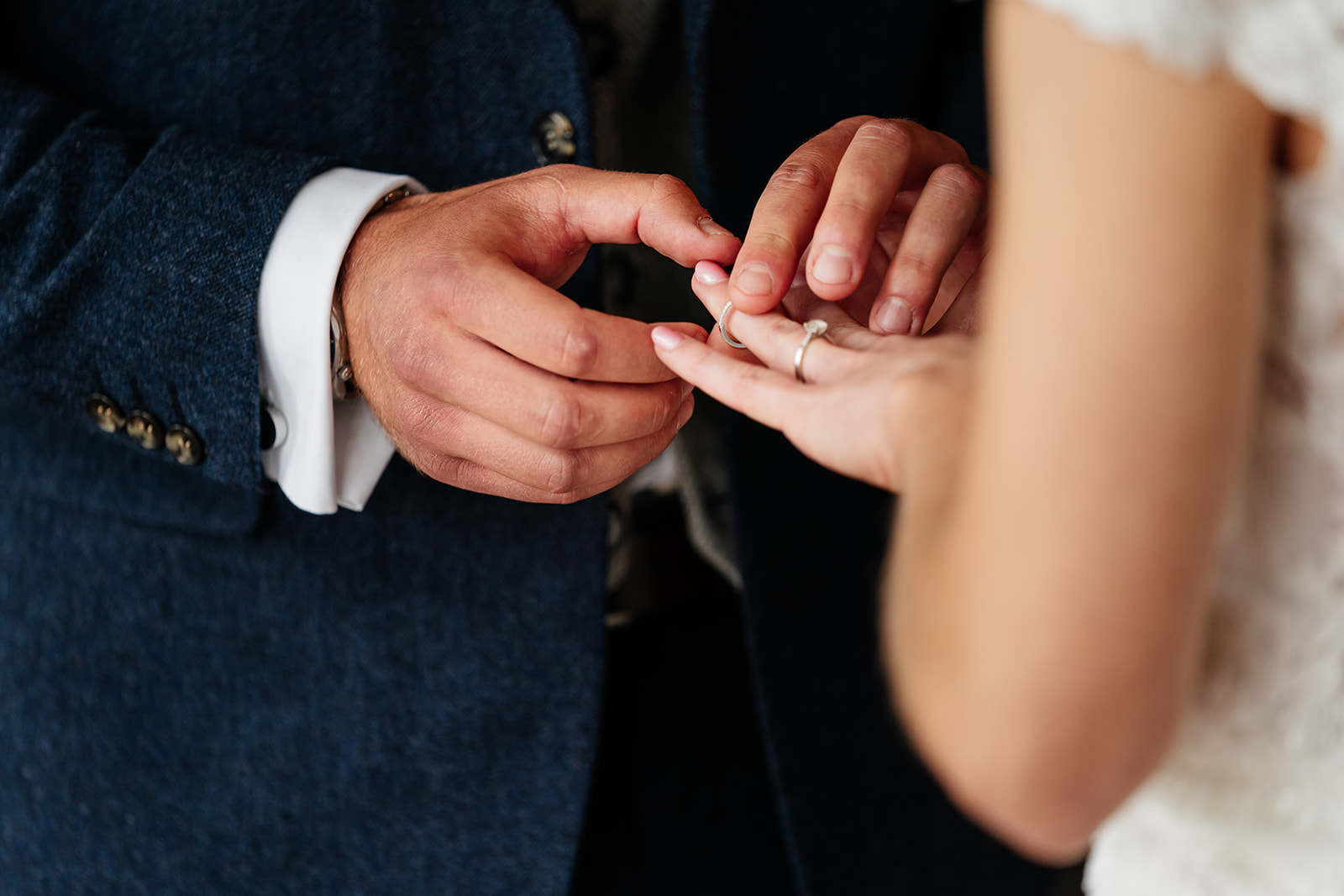 Ring exchange during wedding ceremony 
