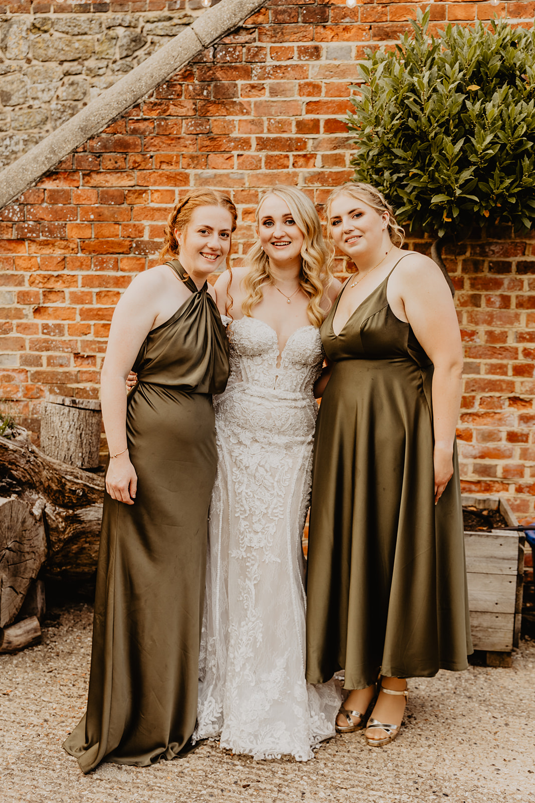 Bride and bridesmaids at a Southlands barn wedding, Sussex. Photo by OliveJoy Photography.