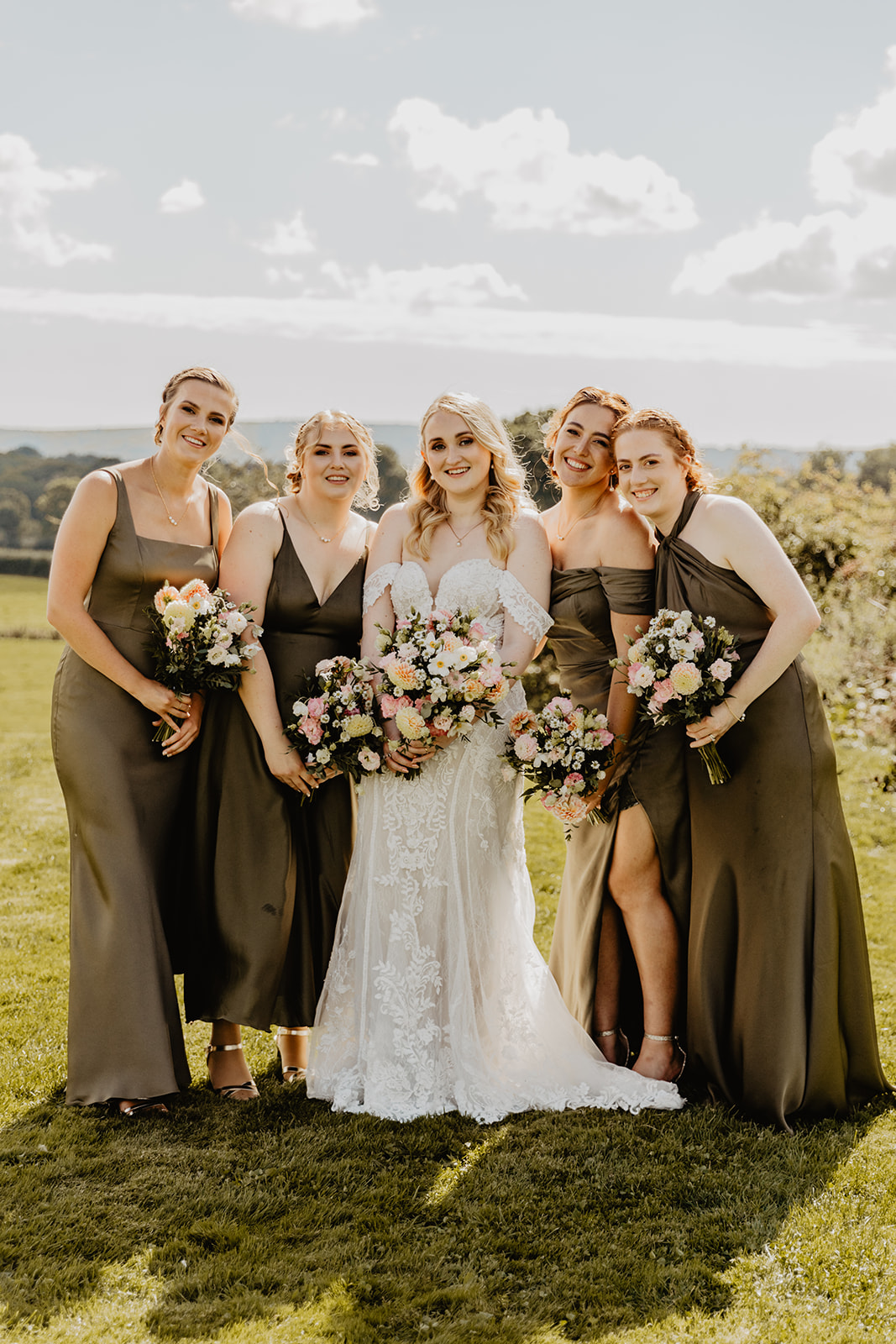 Bridesmaids at a Southlands barn wedding, Sussex. Photo by OliveJoy Photography.