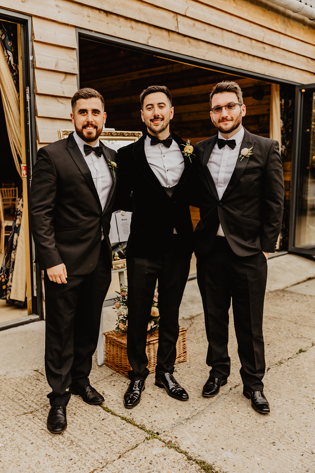 Groom and groomsmen at a Southlands barn wedding, Sussex. Photo by OliveJoy Photography.