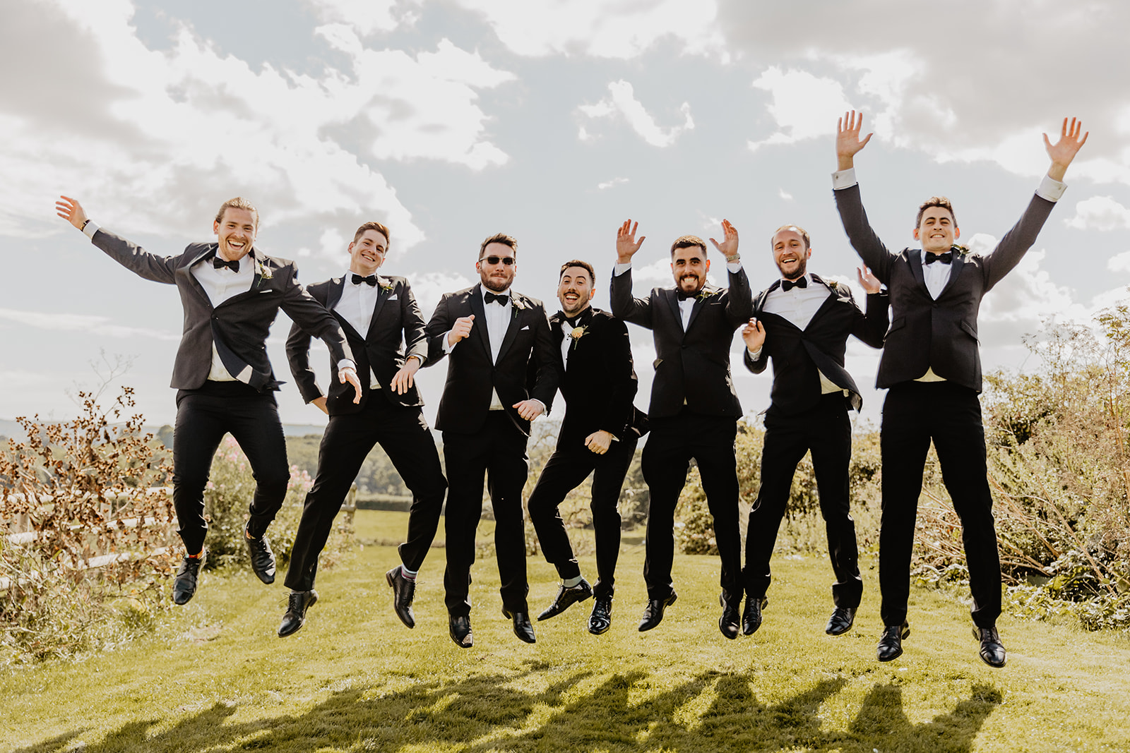 Groomsmen at a Southlands barn wedding, Sussex. Photo by OliveJoy Photography.