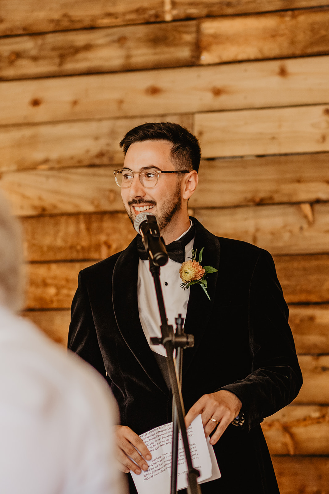 Speeches at a Southlands barn wedding, Sussex. Photo by OliveJoy Photography.