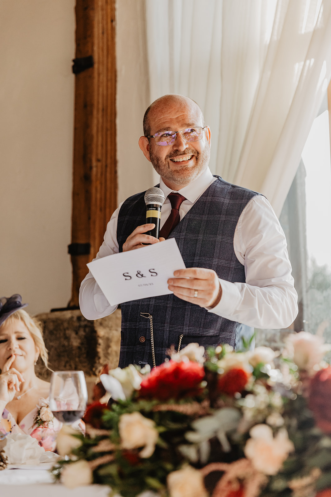 Father of the bride speech at a wedding at Long Furlong Barn, Sussex. By OliveJoy Photography