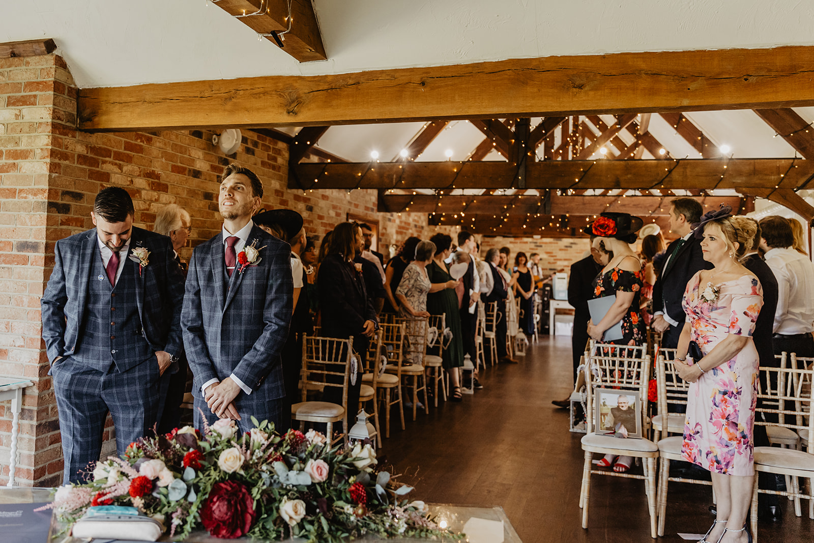 Groom awaiting bride at a wedding at Long Furlong Barn, Sussex. By OliveJoy Photography.