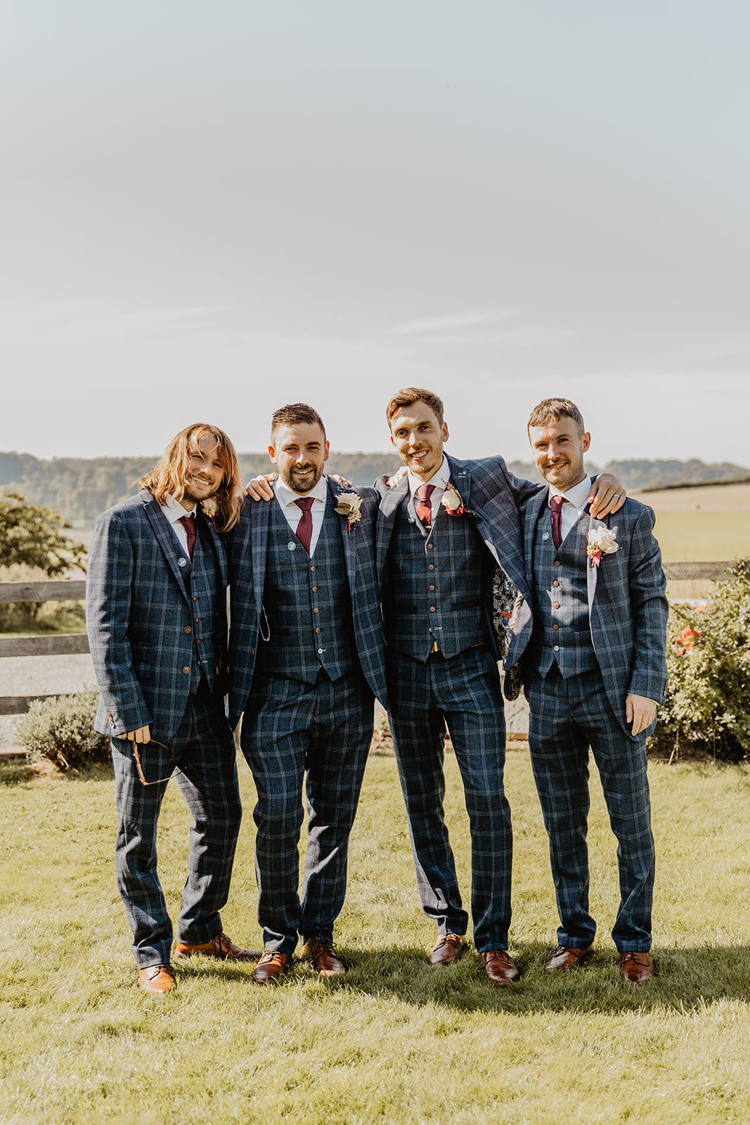 Groom and groomsmen at a wedding at Long Furlong Barn, Sussex. By OliveJoy Photography.