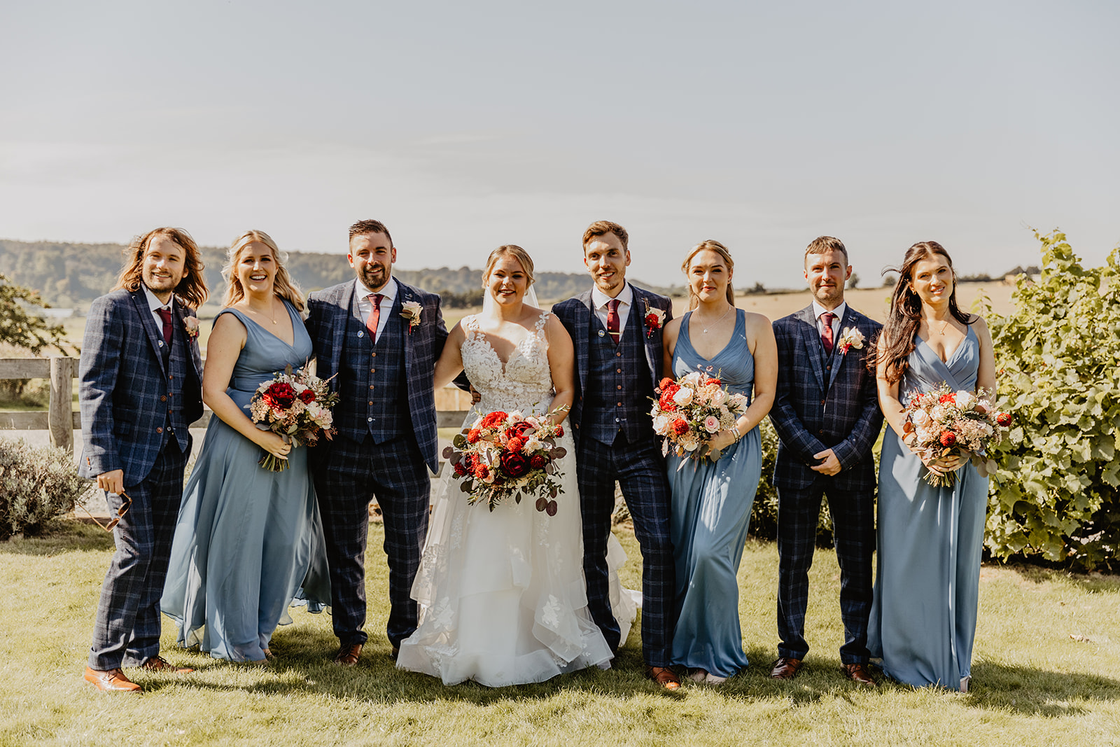 Wedding party group photos at a wedding at Long Furlong Barn, Sussex. By OliveJoy Photography.