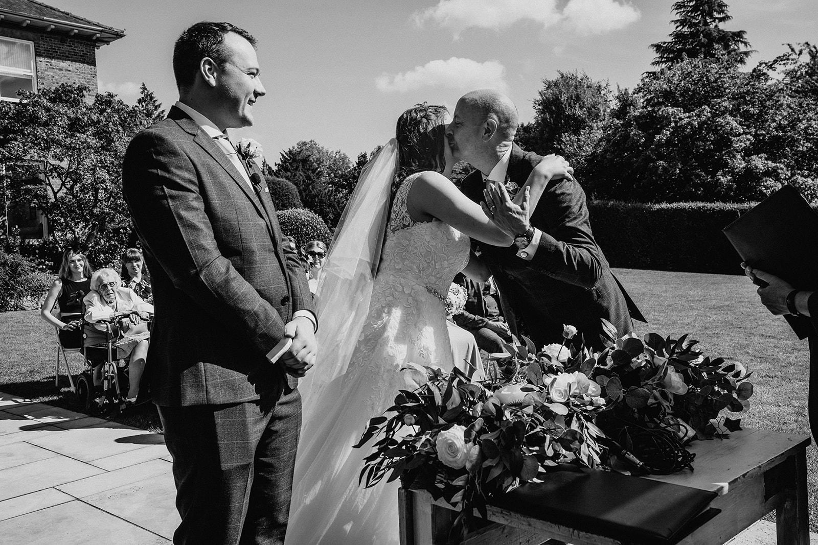 black and white wedding pictures at shottle Hall