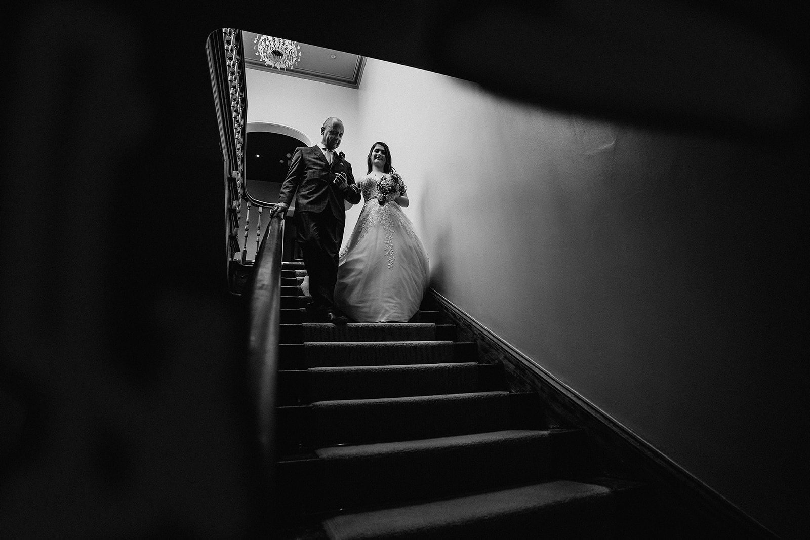Bride and Father of the bride Shottle Staircase
