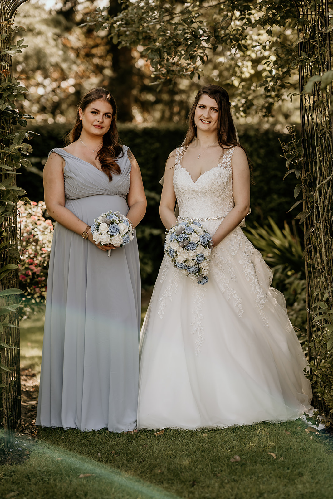 Bride and sister at wedding at Shottle Hall