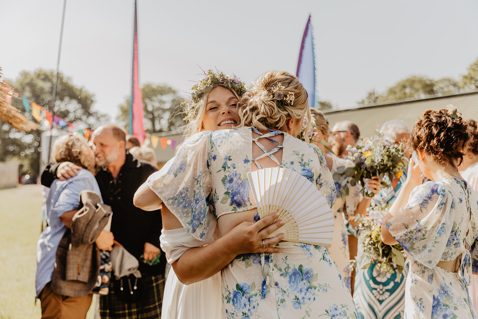 Bride and Groom procession at a wedding at Mac's Farm in Sussex. By OliveJoy Photography.