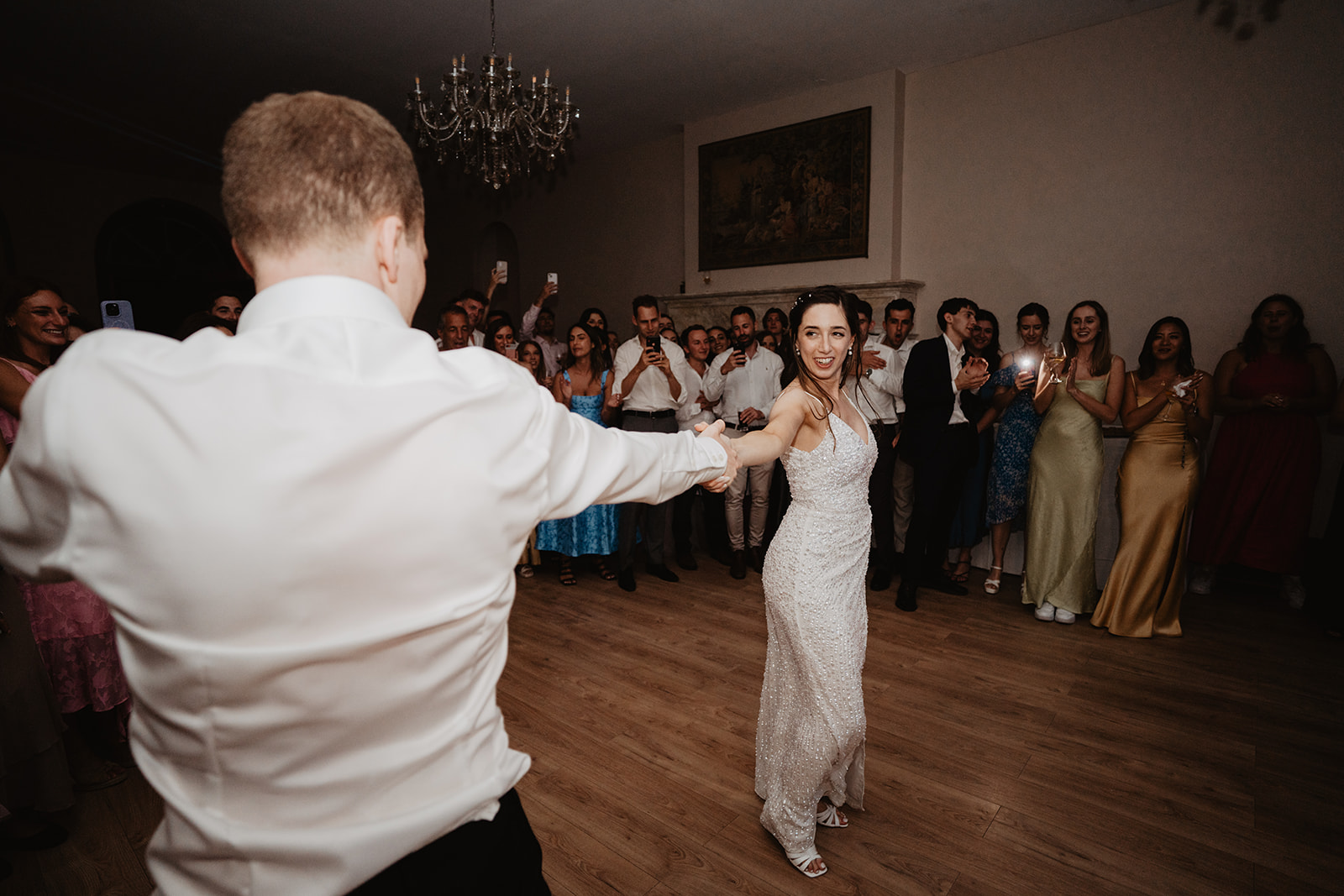 French wedding photos and video duo Bordeaux dancing party fun chateau fengari