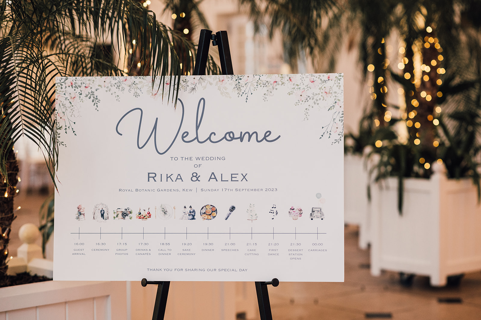 Welcome sign at Kew Gardens Wedding