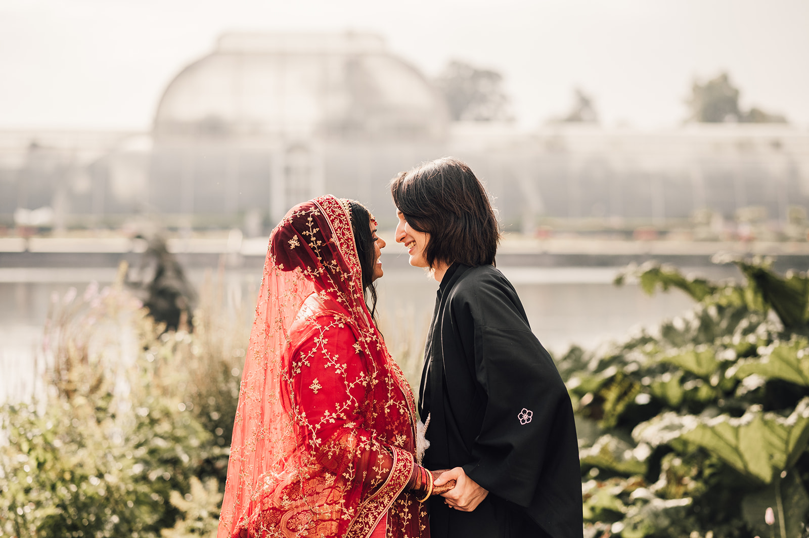 Kew Gardens Wedding with Temperate House behind