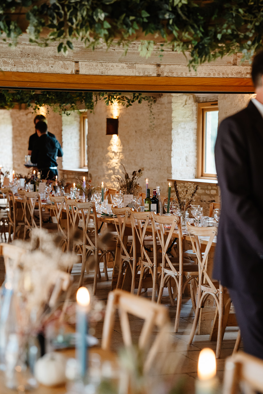 reception room decor at Yard Space Old Gore, Cotswolds wedding photographer