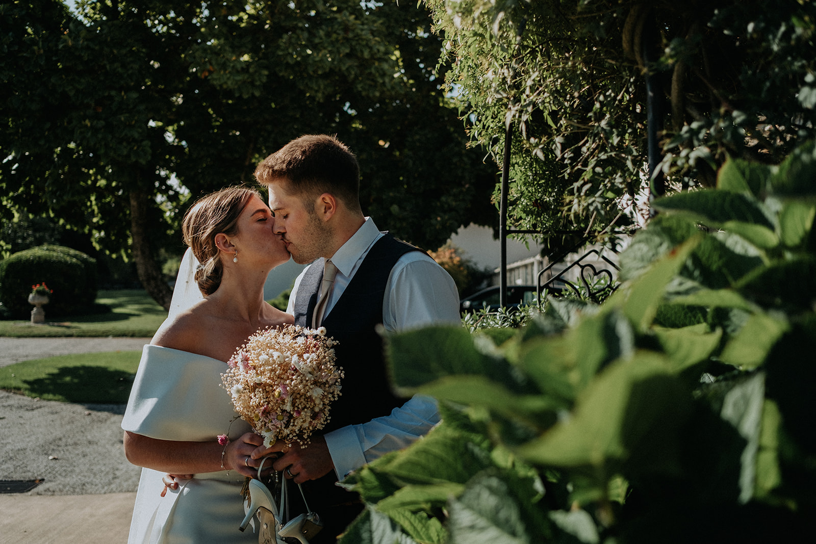 Bride and Groom wed on a sunny Autumn day at Upton Walled 