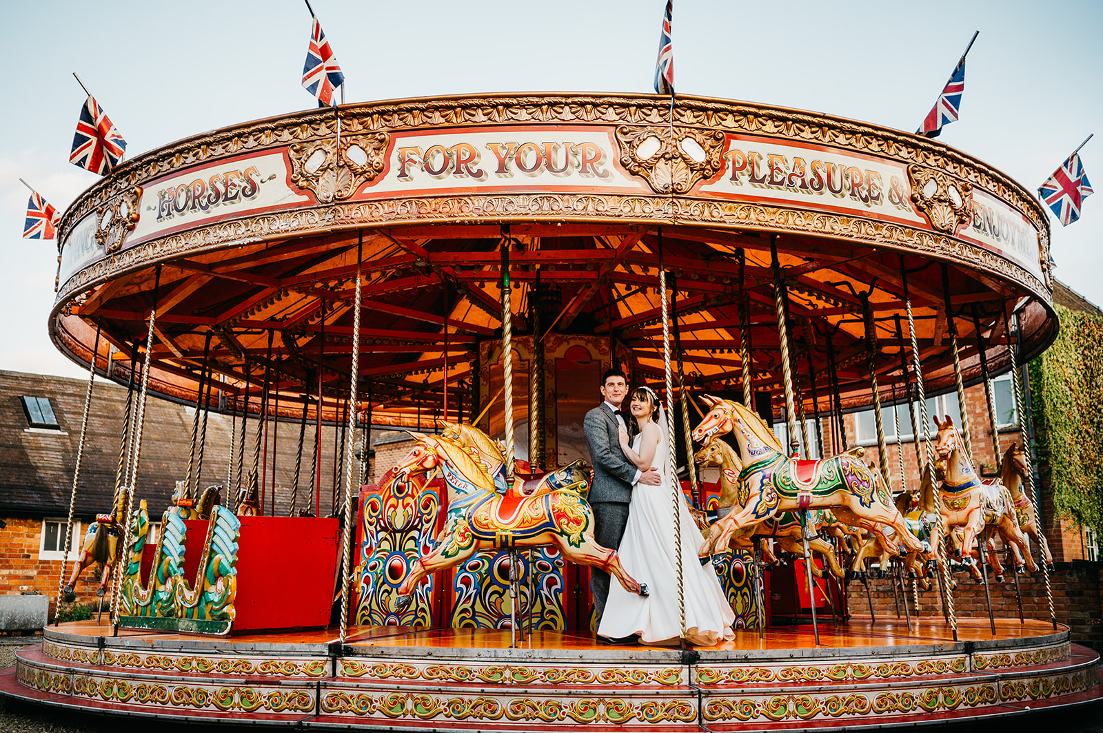 fairground carousel at worcestershire wedding reception