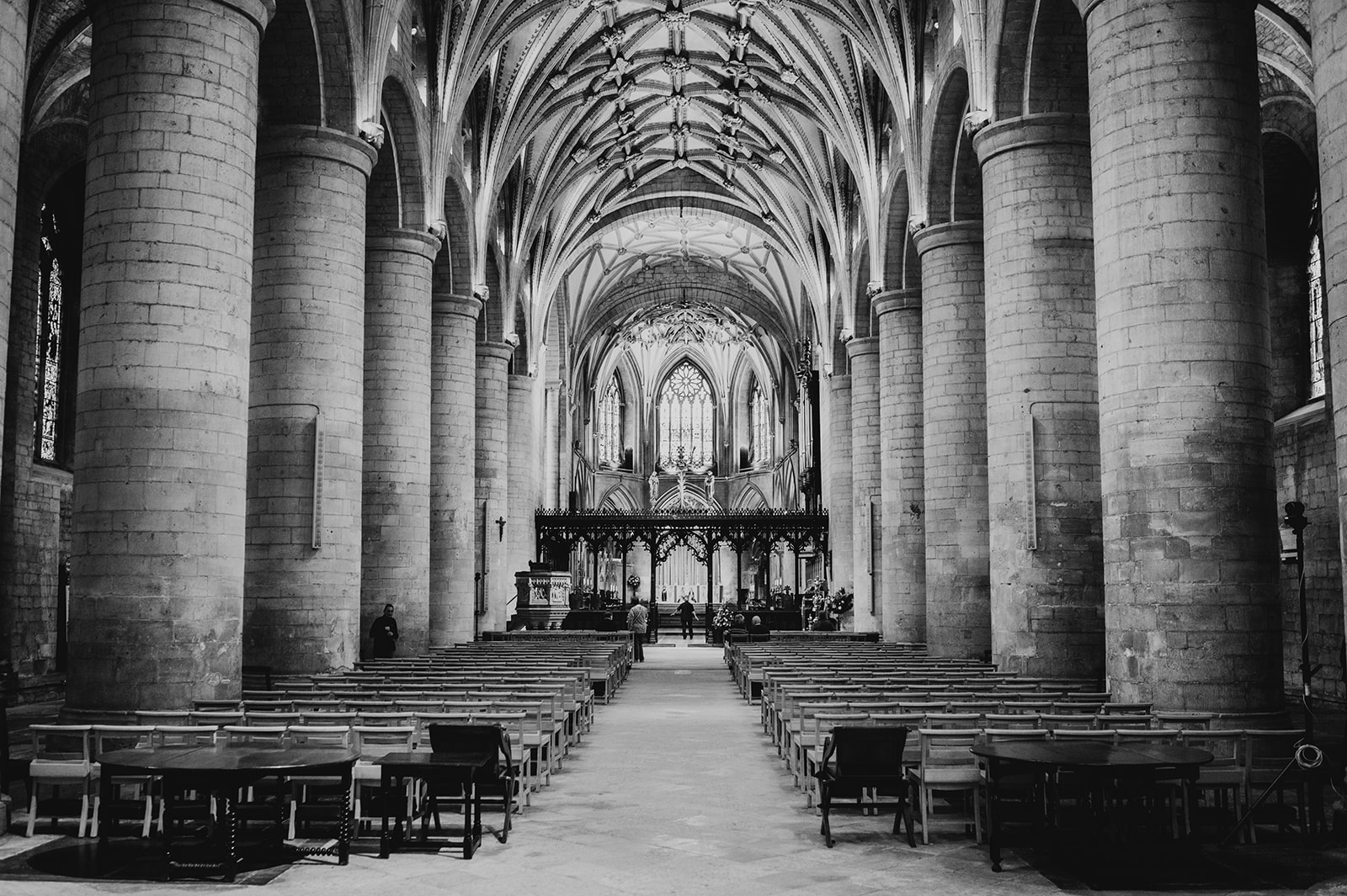 interior of tewkesbury abbey in gloucestershire
