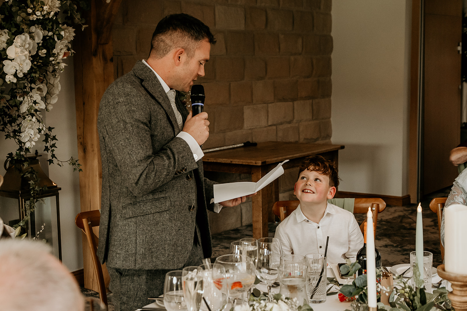 father and son at Peak Edge hotel wedding