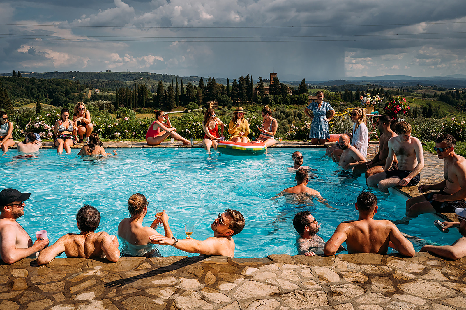 A pool party in Italy