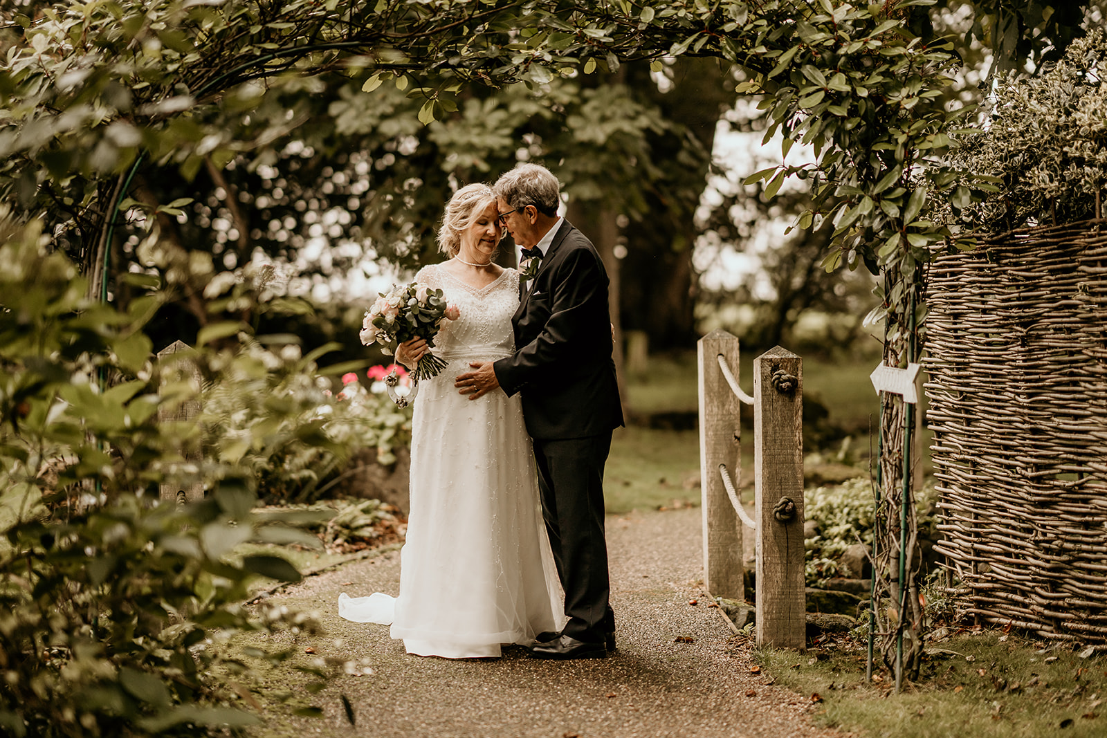 bride and groom gardens at Morley Hayes