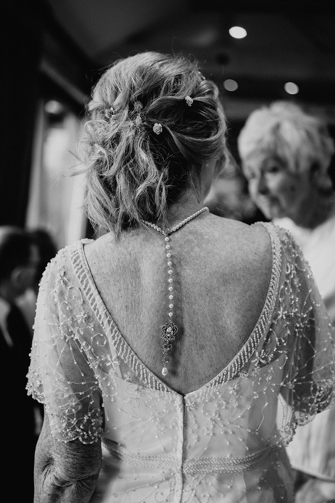 bride and wedding dress details