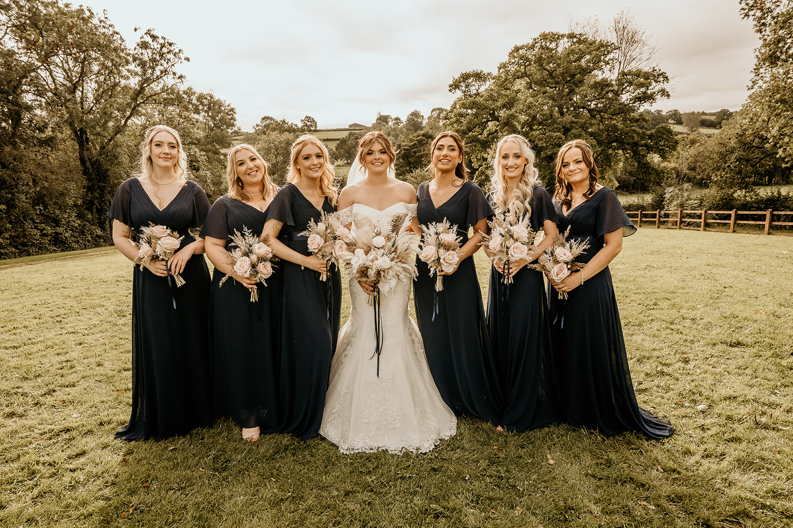bridal party on wedding day 