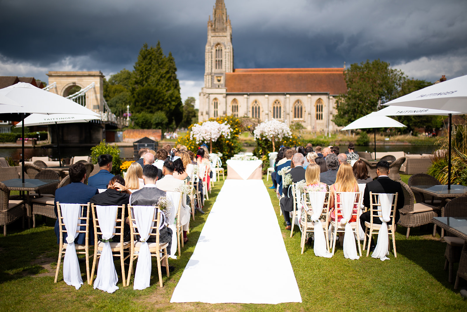 the compleat angler outdoor wedding setup marlow church