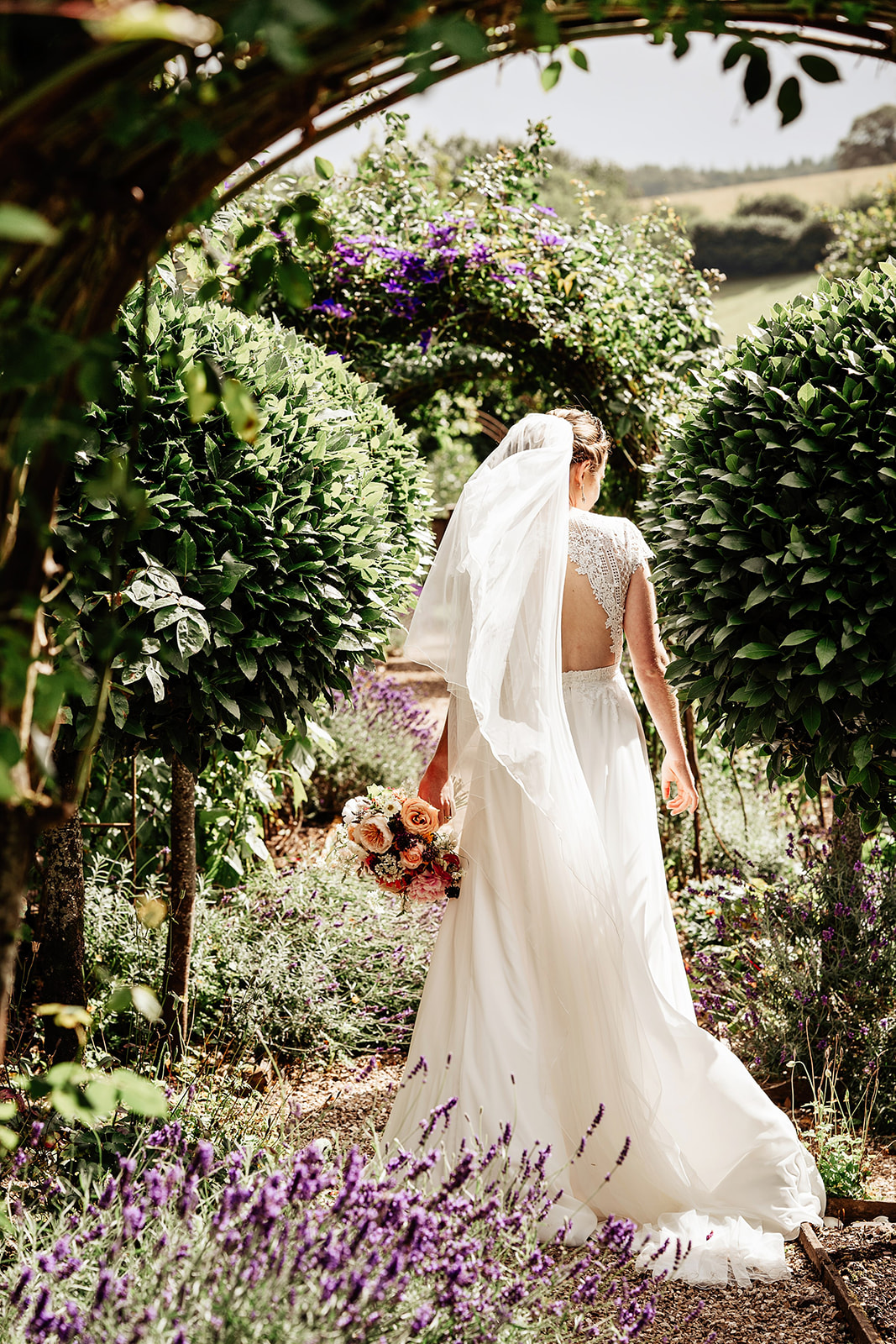bride in lavender garden