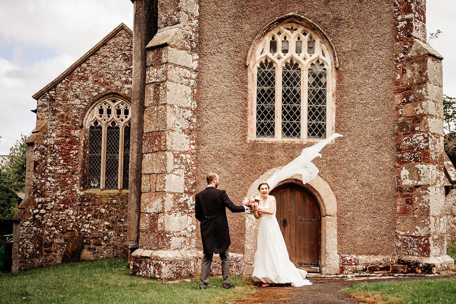 bride wind-swept veil