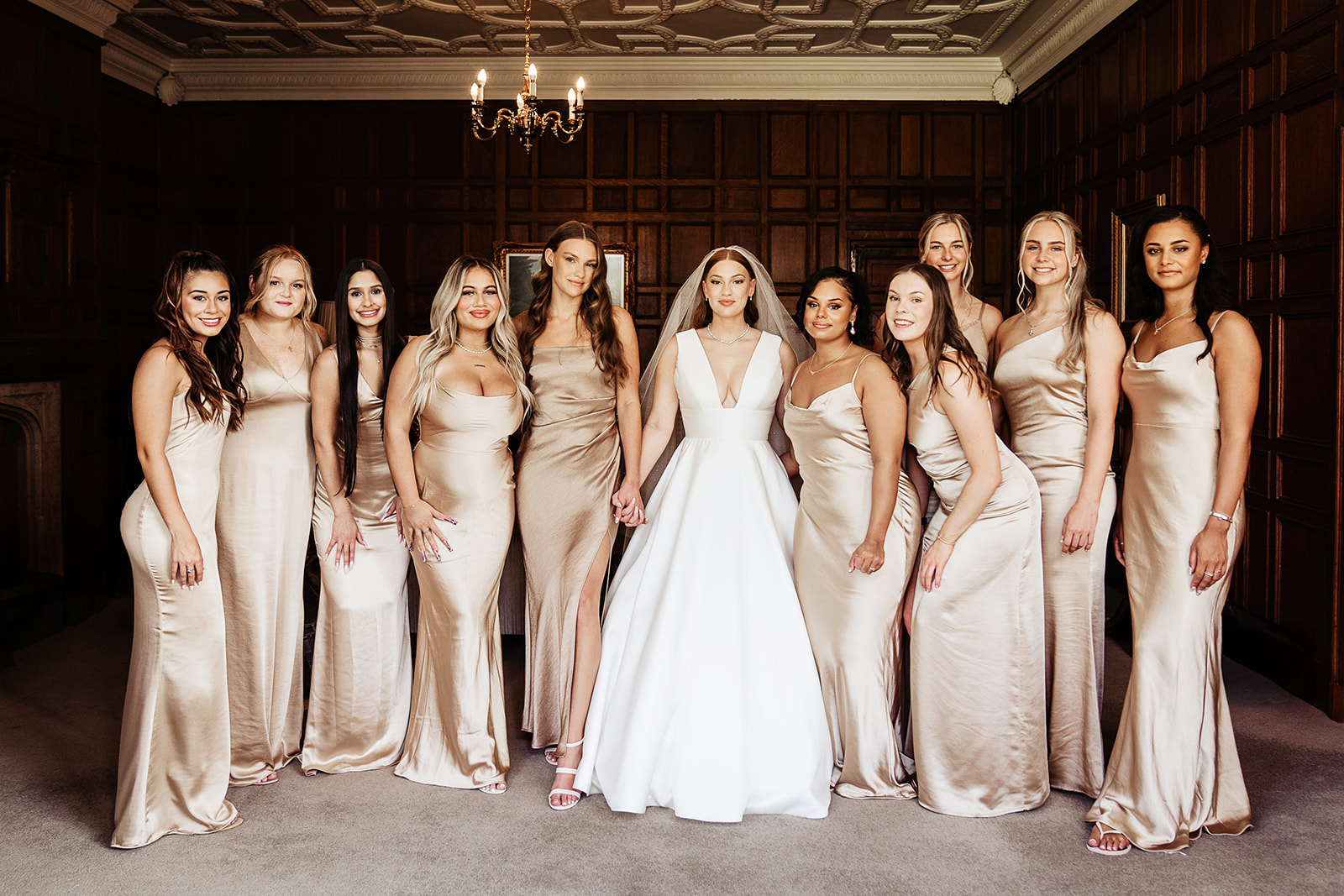 bride and her ten bridesmaids
