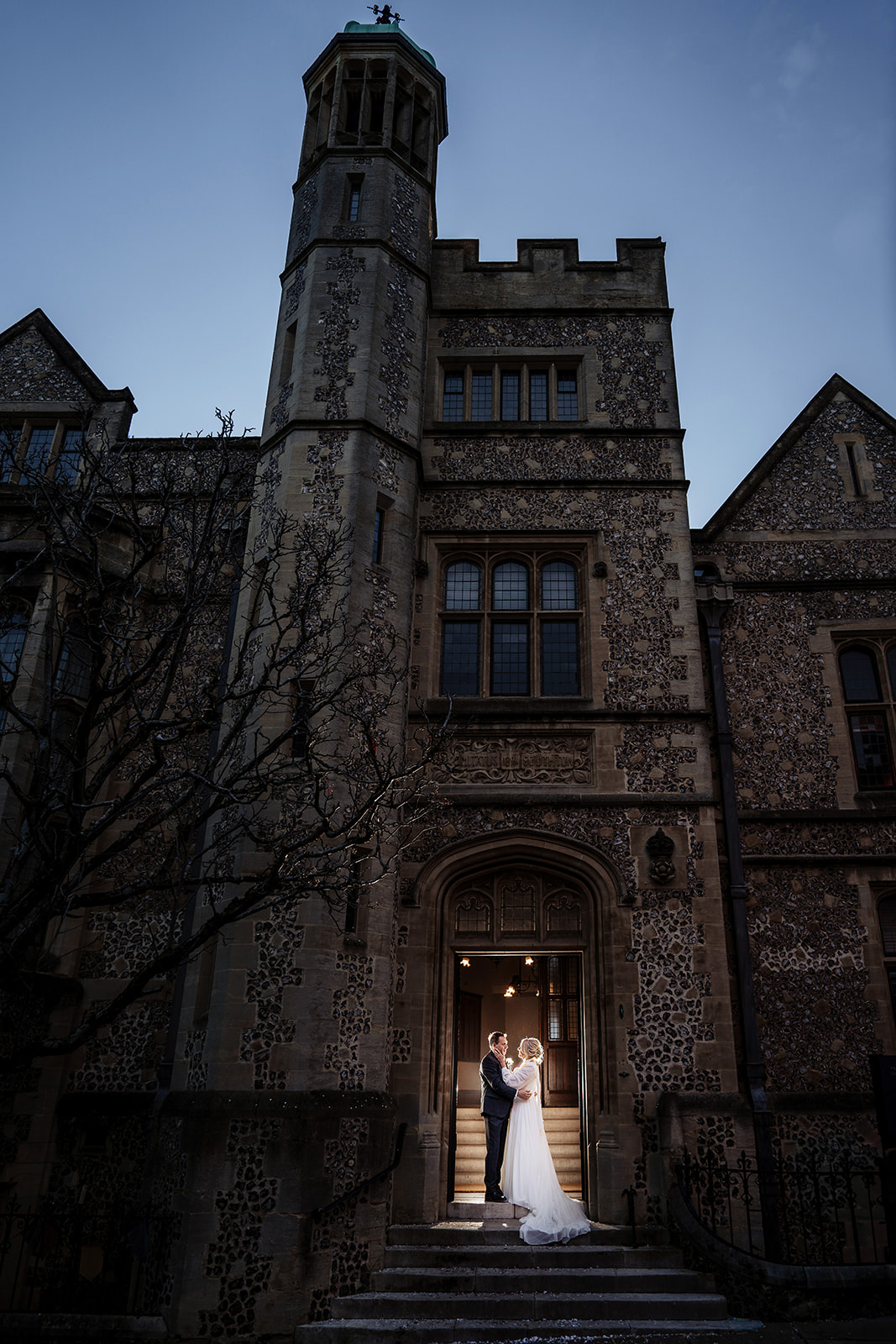 night time wedding portraits winchester registry office