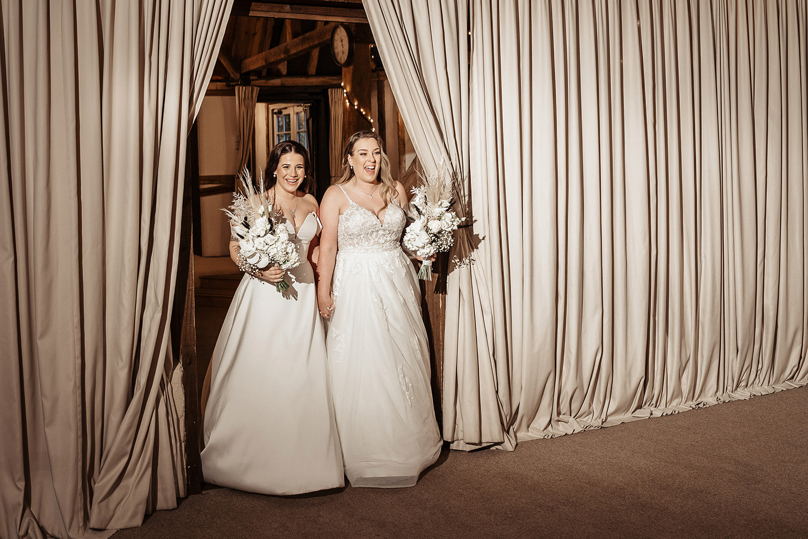 two brides at Clock barn