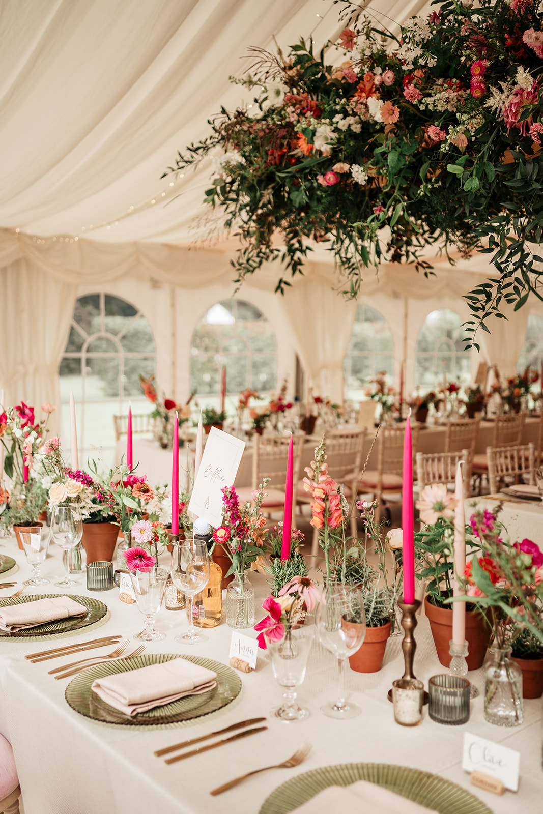 colourfully decorated marquee for wedding
