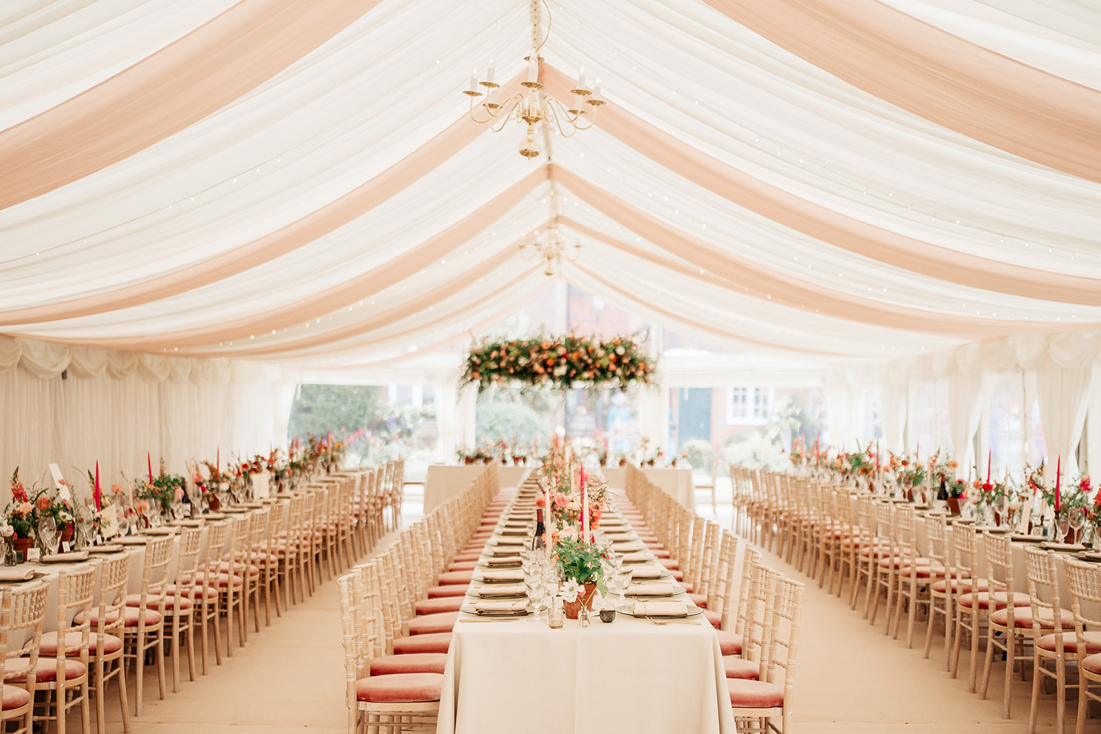 colourfully decorated marquee for wedding