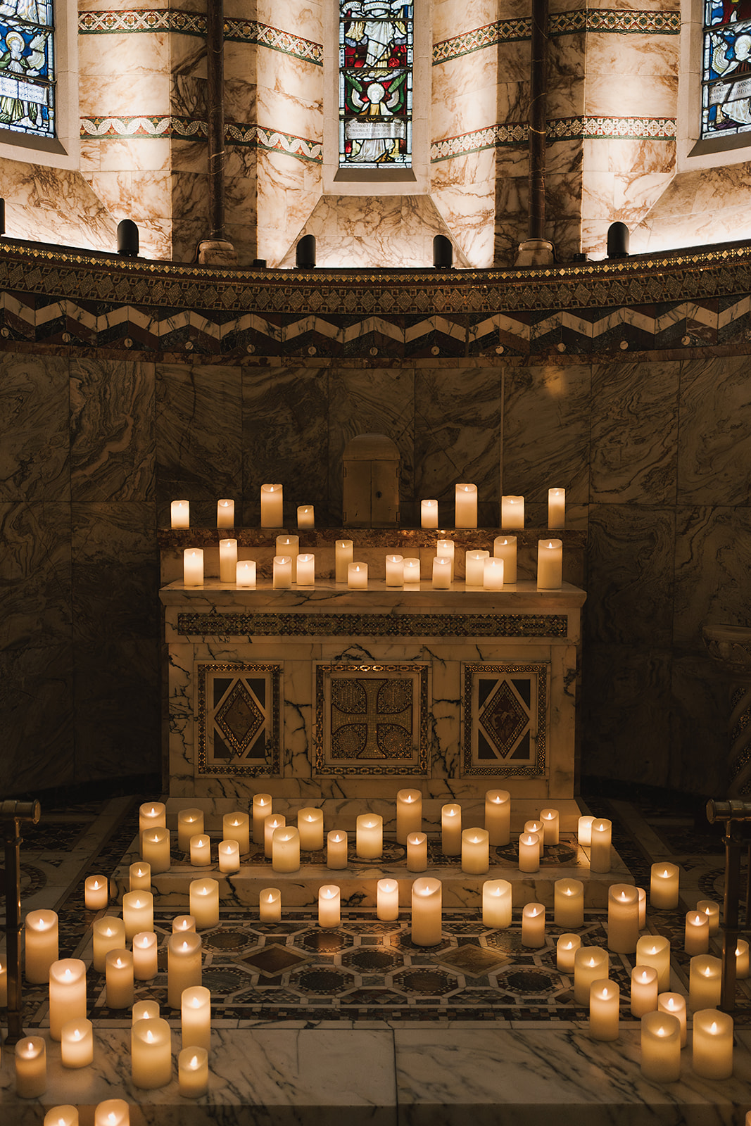Candles at Fitzrovia chapel wedding 