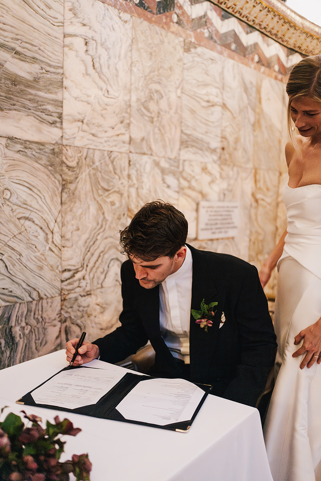Fitzrovia Chapel wedding ceremony, signing of the register