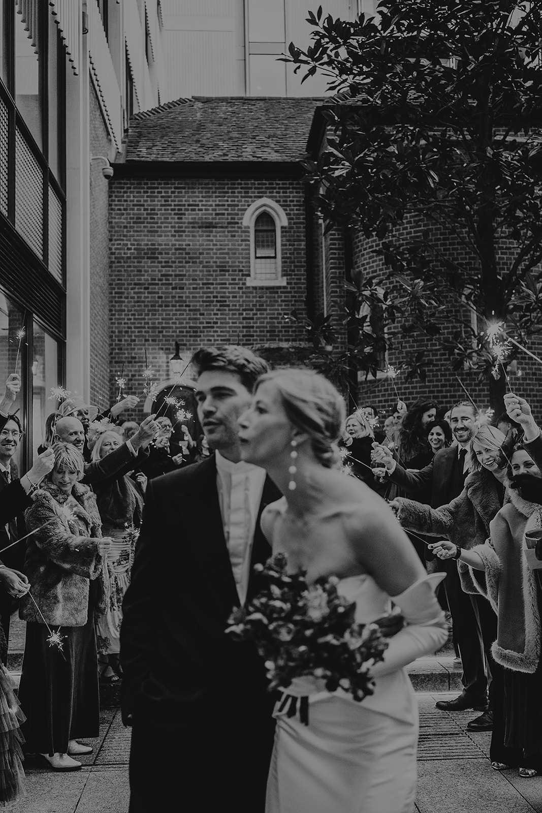 Sparkler Exit at Fitzrovia Chapel | Modern Wedding Photography by Lisa Jane Photography